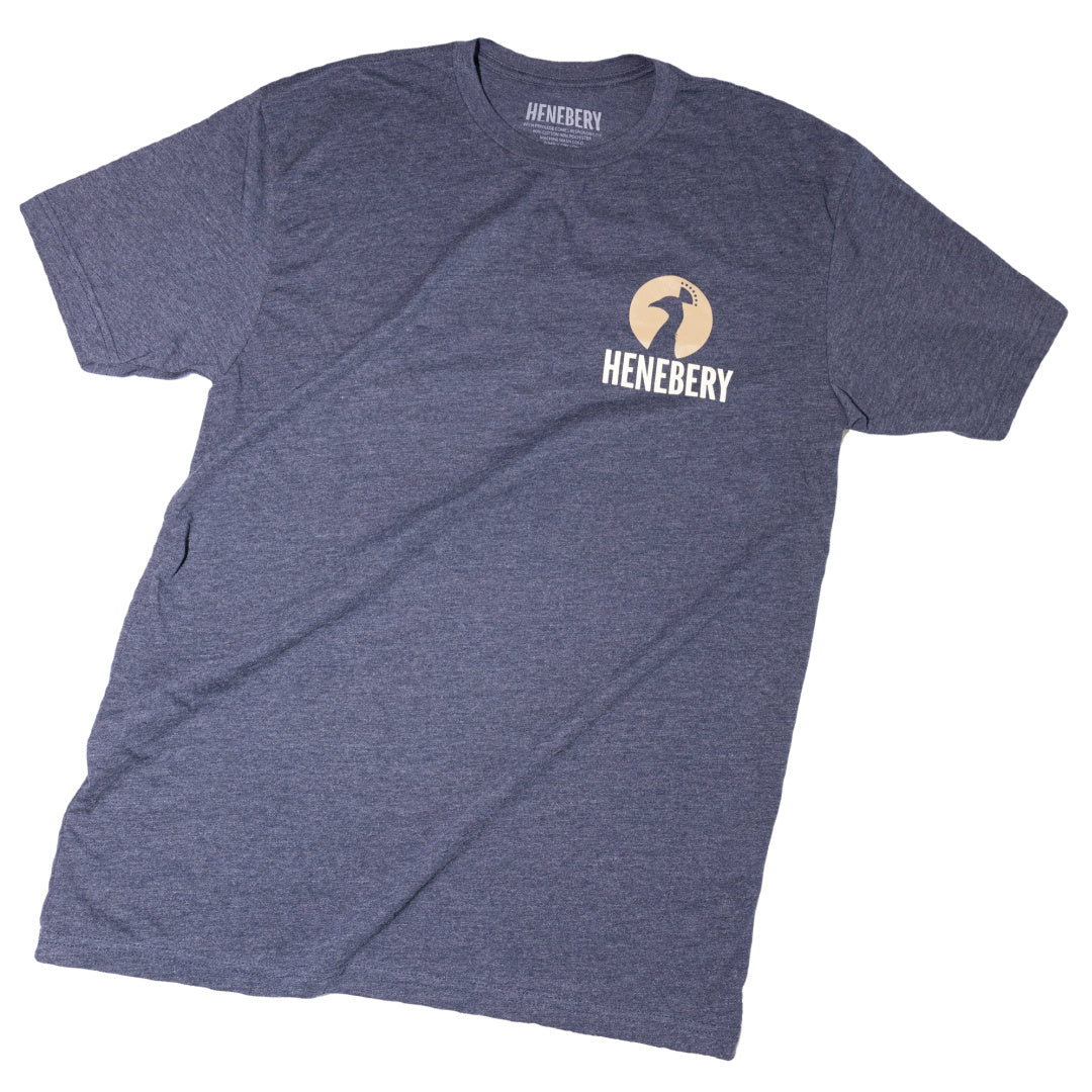 Henebery Short Sleeve Mens Peacock Logo - Navy